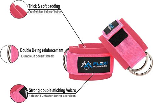 أحزمة الكاحل لآلات الكابل. أشرطة تمرين في الكاحل المريحة القابلة للتعديل مع حلقة D مزدوجة ، مثالية لتمارين Glutes ، تمارين الساق والعمليات. in Kuwait