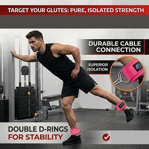 أحزمة الكاحل لآلات الكابل. أشرطة تمرين في الكاحل المريحة القابلة للتعديل مع حلقة D مزدوجة ، مثالية لتمارين Glutes ، تمارين الساق والعمليات. in Kuwait