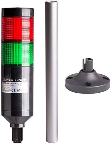 PTE-AP-2FF-RG-B, Tower Light Kit, 56mm Modular LED, Red/Green Lens 2 Stacks, Steady, Black Body, 25" Lead Wires, 90-240VAC, Including 240mm Aluminum Pole + Plastic Base in Saudi Arabia