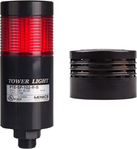 PTE-SCB-102-R-B, Tower Light Kit, 56mm Modular LED, Red Lens 1 Stack, Steady, Direct Mounting, Black Body, 25" Lead Wires, 24 VAC/DC, Including 80dB Buzzer in Saudi Arabia