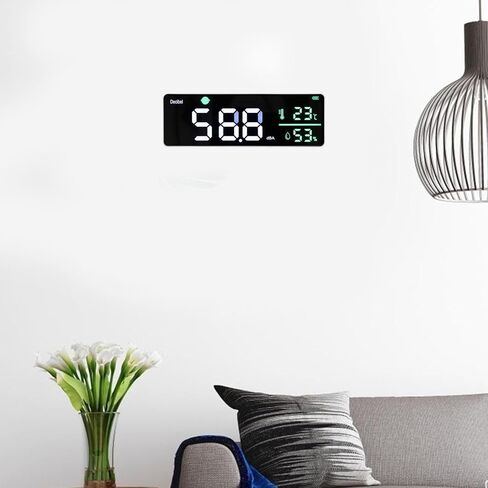 مقياس ديسيبل، من 30 إلى 130 ديسيبل 11 بوصة LED قابل للتعديل للسطوع على الحائط للتعليق على الحائط، مقياس مستوى الصوت، مقياس درجة الحرارة والرطوبة للمنازل والفصول الدراسية in Kuwait