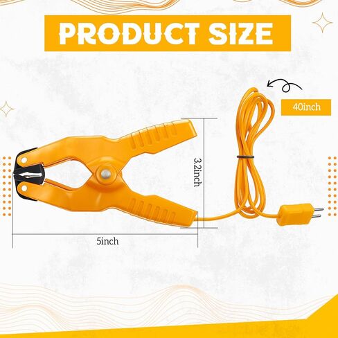 4 Pcs Temperature Clamp HVAC K Type Thermocouple Thermometer Lead Probe Pipe Clip Multimeter Sensor Jaw Clip Plumbing Clamp Measures -40~392℉ for Heating and Cooling System in Saudi Arabia