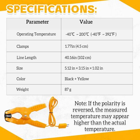 4 Pcs Temperature Clamp HVAC K Type Thermocouple Thermometer Lead Probe Pipe Clip Multimeter Sensor Jaw Clip Plumbing Clamp Measures -40~392℉ for Heating and Cooling System in Saudi Arabia