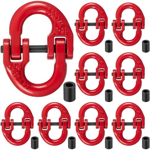 10 Pack 3/8" G80 Alloy Steel Hammerlock Coupling Link Connecting Link Red Painted Safety Trailer Chain Adapter for Heavy Heavy Truck 7100 Lbs Working Load Limit in Saudi Arabia