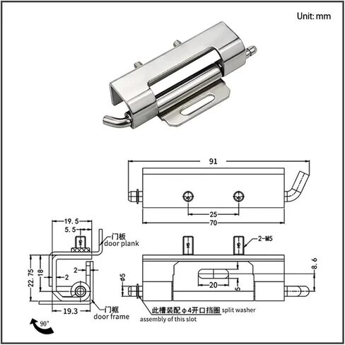 304 Stainless Steel Detachable Spiral Hidden Door Hinge 1Pcs in Saudi Arabia