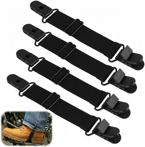 4 أجزاء من أحزمة التمهيد القابلة للتعديل لأحذية رعاة البقر ، نسيج أسود متين مع حلقة مرنة ＆ مقاطع قوية مريحة وملحقات التمهيد متعددة الاستخدامات للدراجات النارية ، الحديقة ، ركاب أحزمة الساق in Kuwait
