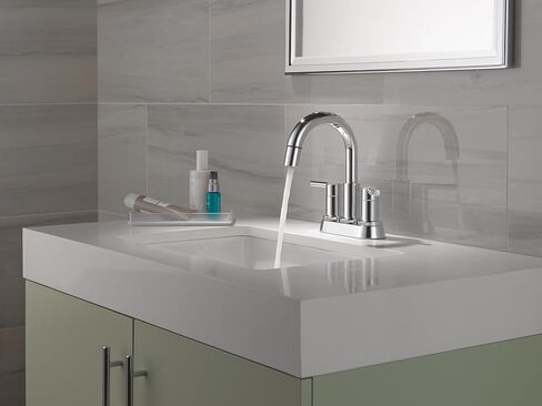 Delta Nicoli Centerset Chrome Bathroom Faucet, 4 Inch 3 Hole Bathroom Sink Faucet for Vanity, Push-Pop Drain Assembly, Chrome 25749LF in Saudi Arabia