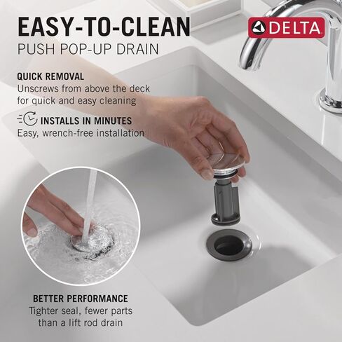 Delta Nicoli Centerset Chrome Bathroom Faucet, 4 Inch 3 Hole Bathroom Sink Faucet for Vanity, Push-Pop Drain Assembly, Chrome 25749LF in Saudi Arabia