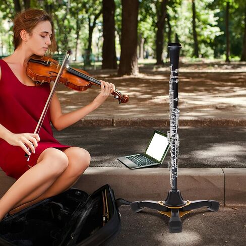حامل كلارينيت قابل للطي من Holibanna مع قاعدة صفراء، ودعامة حامل المزمار ورف حامل ثلاثي القوائم، وملحق دعم أدوات الرياح للاستخدام المبتدئ والمحترف in Kuwait