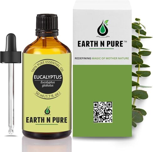 Earth N Pure Eucalyptus Essential Oil (Nilgiri Oil) Steam Distilled, Undiluted, Natural, Therapeutic Grade with Glass Dropper 50 ml in Saudi Arabia