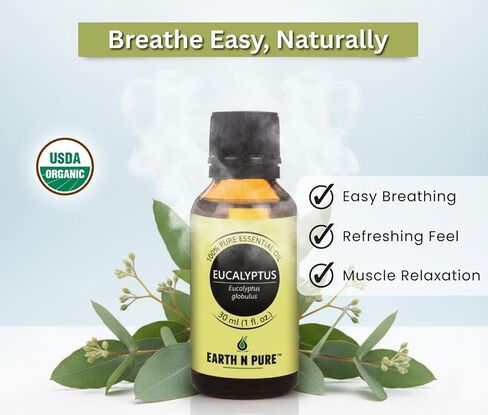 Earth N Pure Eucalyptus Essential Oil (Nilgiri Oil) Steam Distilled, Undiluted, Natural, Therapeutic Grade with Glass Dropper 50 ml in Saudi Arabia