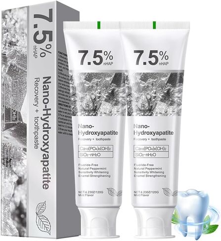 2-Pack 7.5% Hydroxyapatite Toothpaste, Fluoride-Free for Sensitive Teeth – Enamel Protection & Sensitivity Relief & Deep Clean, Gentle Mint Fresh Breath in Saudi Arabia