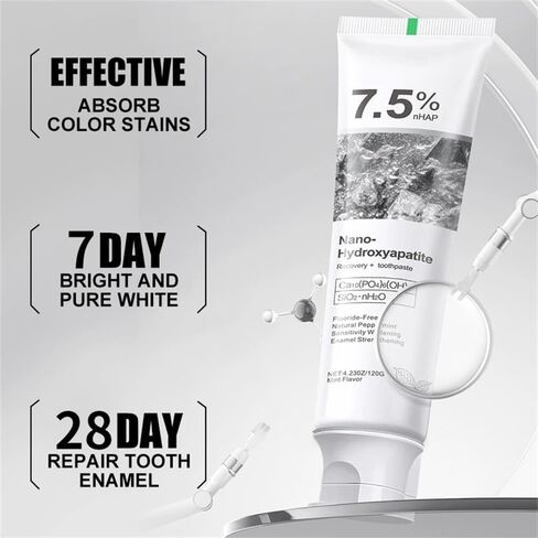 2-Pack 7.5% Hydroxyapatite Toothpaste, Fluoride-Free for Sensitive Teeth – Enamel Protection & Sensitivity Relief & Deep Clean, Gentle Mint Fresh Breath in Saudi Arabia
