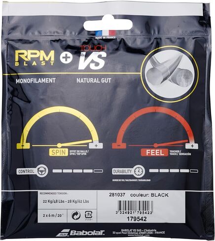 Babolat Hybrid RPM Blast 17g + Touch VS 16g Black Tennis String (Set) in Multipacks (1-2-4-6-8-Packs) in Saudi Arabia