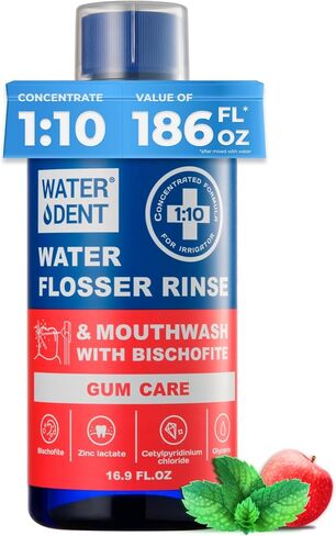 Concentrated Water flosser Rinse & mouthwash Gum Care| Add to Water Flosser & Oral irrigator | Apple Mint| Pack of 1 = 16.9 fl.oz | Alcohol Fluoride Free, Made in USA | WATER DENT in Kuwait