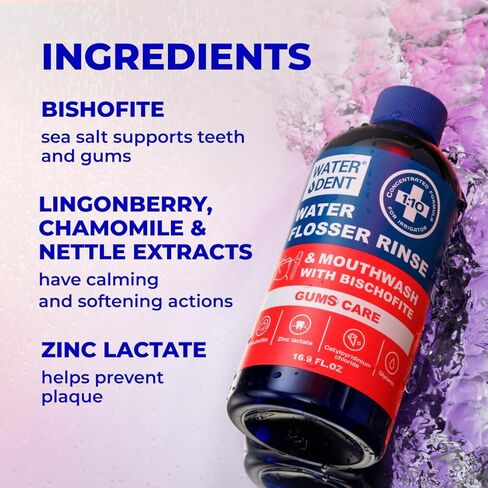 Concentrated Water flosser Rinse & mouthwash Gum Care| Add to Water Flosser & Oral irrigator | Apple Mint| Pack of 1 = 16.9 fl.oz | Alcohol Fluoride Free, Made in USA | WATER DENT in Kuwait
