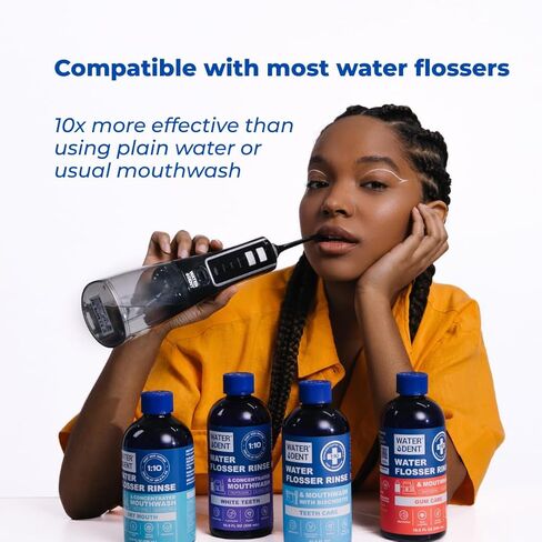 Concentrated Water flosser Rinse & mouthwash Gum Care| Add to Water Flosser & Oral irrigator | Apple Mint| Pack of 1 = 16.9 fl.oz | Alcohol Fluoride Free, Made in USA | WATER DENT in Kuwait