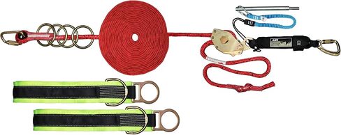 نظام شريان الحياة الأفقي AFP|حبل حماية من السقوط مؤقت لأربعة رجال بطول 100 قدم مع شريطين للذراعين المتقاطعين، ممتص للطاقة، حلقات تسلق، شداد حبل، دبوس وحقيبة حمل|معدات الوقاية الشخصية المصنفة من OSHA/ANSI|حبل أدوات مجاني in Kuwait