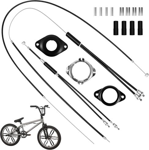 BMX Bike Gyro Brake Cables Front+Rear (Upper+Lower) with Spinner Rotor Full Kit, Bicycle Brake Lines Set Cable Wire & Housing, Suitable for Most Gyro Systems and 20" Bikes, Stabled in Saudi Arabia