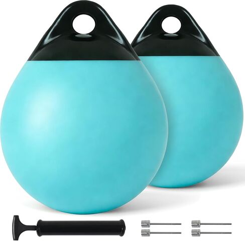 Boat Buoy Balls 10 Inch 12 Inch 15 Inch, Inflatable Mooring Buoys with Pump, Marine-Grade Vinyl Boat Fenders Round with Reinforced Eyelets for 10'-40' Boats Protection Marking Multi Color - 2/4/8 Pack in Saudi Arabia
