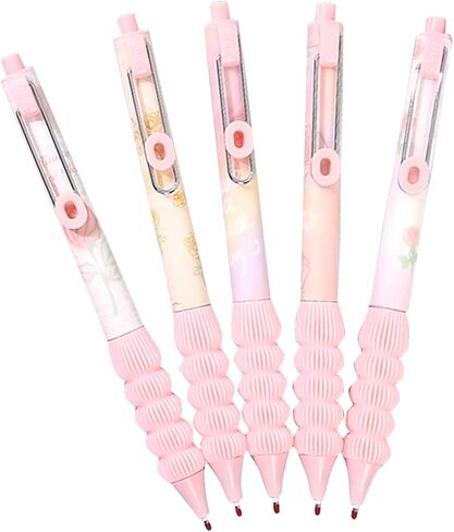 10pcs Cute Pink Rose Retractable Pens 0.5mm Black Ink Writing Pens Smooth Writing Office School Supplies for Women Men(Pink Rose 10pcs) in Saudi Arabia