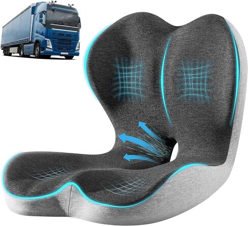 Seat Cushion Premium Ergonomic Memory Foam Car & Office Chair Seat Cushion - Orthopedic Lumbar Support for Back Pain Relief, Non-Slip Design for Car, Truck, Home Chair & Office Seat in Saudi Arabia