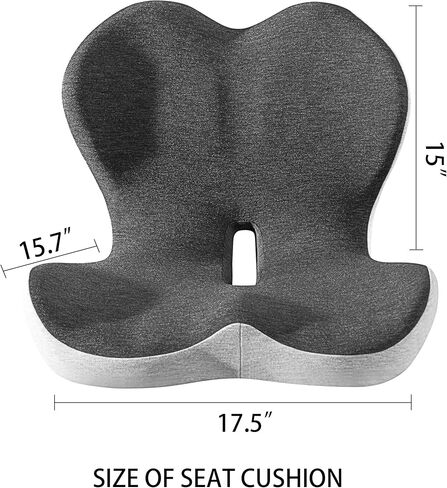 Seat Cushion Premium Ergonomic Memory Foam Car & Office Chair Seat Cushion - Orthopedic Lumbar Support for Back Pain Relief, Non-Slip Design for Car, Truck, Home Chair & Office Seat in Saudi Arabia