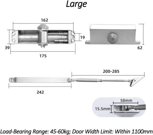 Safety Spring Loaded Door Closer-Automatic Adjustable Gate Closer-Surface Mounted,Commercial Grade Or Home Use for(Nonpositioning) in Saudi Arabia