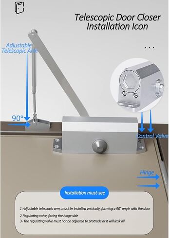 Safety Spring Loaded Door Closer-Automatic Adjustable Gate Closer-Surface Mounted,Commercial Grade Or Home Use for(Nonpositioning) in Saudi Arabia