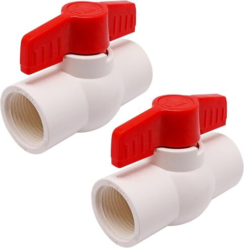 1 "NPT PVC صمامات كروية 2 قطعة، صمام كروي لإغلاق المياه ملولب بمقبض على شكل حرف T، مقبس PVC للإغلاق لنظام الري، مصنف بـ 150 رطل لكل بوصة مربعة in Kuwait