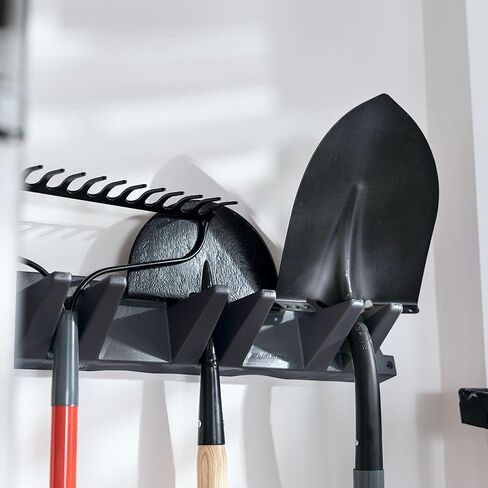 Suncast 3 Pack Long Handle Tool Organizer, Resin Wall Mount Storage Rack with Interlocking Hook System for Garage or Closet, 4.5" x 25" x 5.25", Black in Kuwait