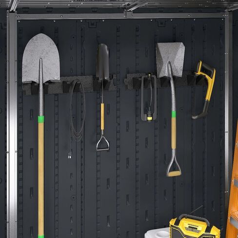Suncast 3 Pack Long Handle Tool Organizer, Resin Wall Mount Storage Rack with Interlocking Hook System for Garage or Closet, 4.5" x 25" x 5.25", Black in Kuwait