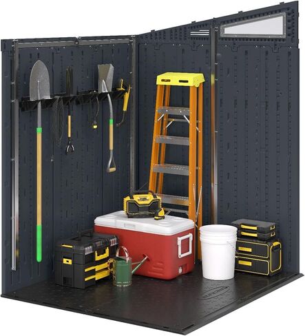 Suncast 3 Pack Long Handle Tool Organizer, Resin Wall Mount Storage Rack with Interlocking Hook System for Garage or Closet, 4.5" x 25" x 5.25", Black in Kuwait