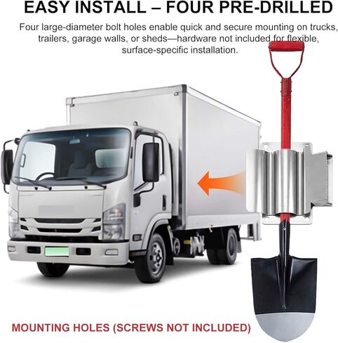 حامل مجارف من الفولاذ المقاوم للصدأ محمل بنابض SH675SS - حامل أدوات عالي التحمل للشاحنات القلابة والمقطورات والمرآب وجدران السقيفة - يحمل المجارف والمجارف والمعاول وأدوات الثلج بشكل آمن in Kuwait