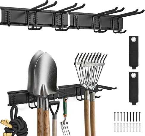 Garage Tool Organizer Wall Mount,32 inches Garden Tool Organizer with Adjustable Hooks for Garage, Basement, Shed,Shovel (Normal) in Saudi Arabia