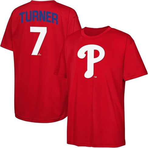 Trea Turner Philadelphia Phillies MLB Kids Youth 4-20 Red Official Name & Number Performance Jersey T-Shirt in Saudi Arabia
