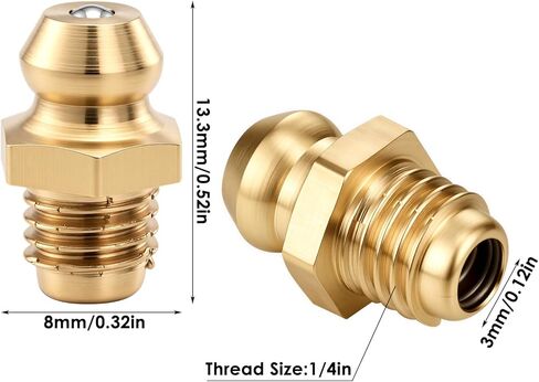 Hicarer 50 قطعة 1/4-28 Sae-lt النحاس تفتق الموضوع الشحوم زيرك الحلمة تركيب الملحقات للسيارات والآلات الزراعية والصناعية in Saudi Arabia