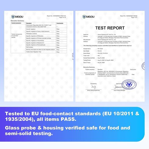 مقياس درجة الحموضة للأغذية شبه الصلبة والسائلة، غطاء آمن لملامسة الطعام، دقة ±0.01، ATC، مقاوم للماء، شاشة LCD ملونة، 3 حلول معايرة متضمنة in Saudi Arabia