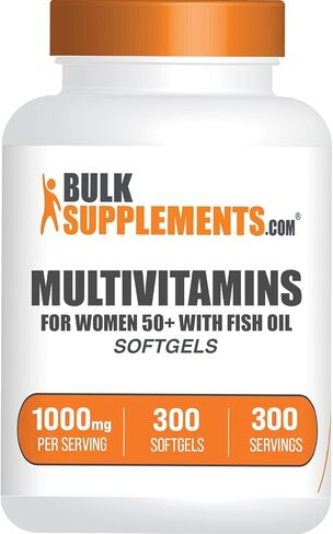 BulkSupplements.com فيتامينات متعددة للنساء 50 كبسولة هلامية - فيتامينات يومية للنساء، مكملات متعددة المعادن - فيتامينات متعددة كاملة مع زيت السمك - كبسولة هلامية واحدة لكل وجبة، 300 قطعة (عبوة من قطعة واحدة) in Saudi Arabia
