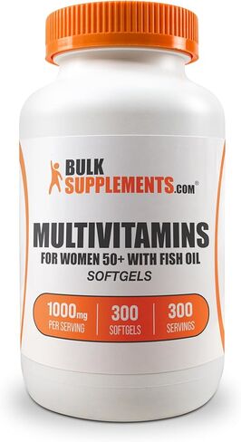 BulkSupplements.com فيتامينات متعددة للنساء 50 كبسولة هلامية - فيتامينات يومية للنساء، مكملات متعددة المعادن - فيتامينات متعددة كاملة مع زيت السمك - كبسولة هلامية واحدة لكل وجبة، 300 قطعة (عبوة من قطعة واحدة) in Saudi Arabia