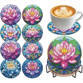 croshom Retro Diamond Art Coasters Kits, 8 Pieces Vintage Life Diamond Painting Coasters with Holder, Diamonds Art Painting Kits, 5D DIY Diamonds Arts Kit for Adults Gift in Saudi Arabia