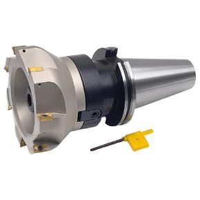 مطحنة وجه قابلة للفهرسة مقاس 5 بوصات 90 درجة CME مع CAT50 Arbor، تتضمن إدراجات APKT1604، 7 مزامير in Kuwait