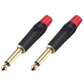 10 قطعة 6.35 مللي متر كتم التوصيل 2 أقطاب أحادية 6.35 مللي متر سلك موصل 1/4 بوصة ذكر التوصيل ميكروفون موصل (أحمر) in Kuwait