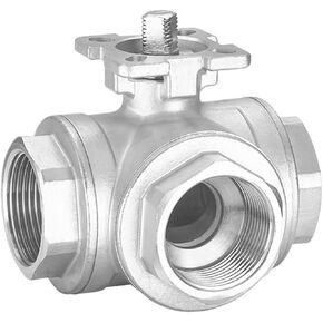 1PCS DN32 Three-Way Pneumatic high Platform Ball Valve Stainless Steel Three-Way Valve Pneumatic Internal Thread Valve Body(T-Type) in Kuwait