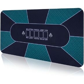Giantex 70" x 35" Poker Table Top, 10 Players Texas Hold'em Poker Mat Layout with Carrying Bag, Non-Slip Rubber Bottom, Portable Foldable Poker Table Mat for Casino Board Game (Dark Turquoise) in Kuwait