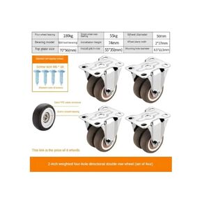 Pack of 4 2-inch 4-Hole Flat Double-Wheel Directional casters Silent Small Tatami Drawer Pulley Cabinet Roller Rubber in Saudi Arabia