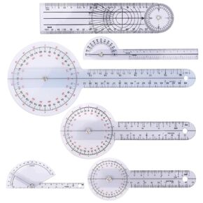 6pcs Goniometer Set, 360 Degree Transparent Finger Protractor 6/8/12 Inch Angle Ruler Measurement Tool for Physical in Saudi Arabia