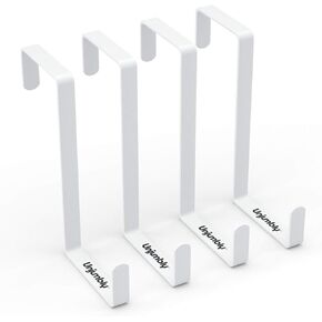 4 عبوات من خطافات الباب Unjumbly - عرض الباب المناسب بين 1 3/8 بوصة و1 3/4 بوصة، شماعات أبواب قابلة للعكس لتعليق الملابس والمناشف والمعاطف والمزيد (أبيض) in Kuwait