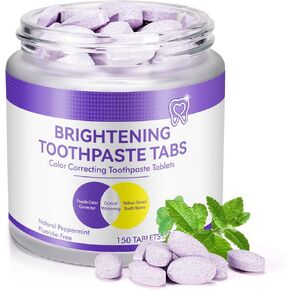 Toothpaste Tabs 150pcs, Purple Toothpastes for Teeth Whitening, Nano Hydroxyapatite, Flouride Free Toothpaste Tablets, Peppermint Flavored Strengthen Teeth, Eco & Travel Friendly in Kuwait