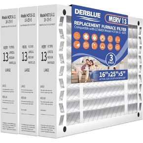 DerBlue 2PCS 20x25x5 MERV 13 Furnace Filter Replacement Compatible with Lennox X6673 HCF20 Pleated HVAC,Foldable Design for Easy Installation & Space-Saving (Actual Size: 19.75 x 24.75 x 4.38 In) in Kuwait